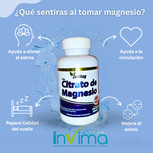 ZenMag Citrato de Magnesio Mega Concentrado Premium Importado Americano 60 Capsulas